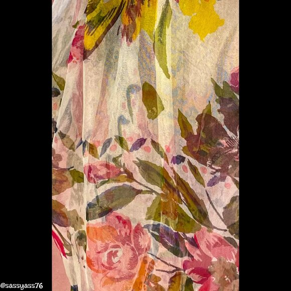 ▪️VTG▪️EXPRESS▪️1990's Sheer Crepe Watercolor Floral Scarf - Picture 2 of 5